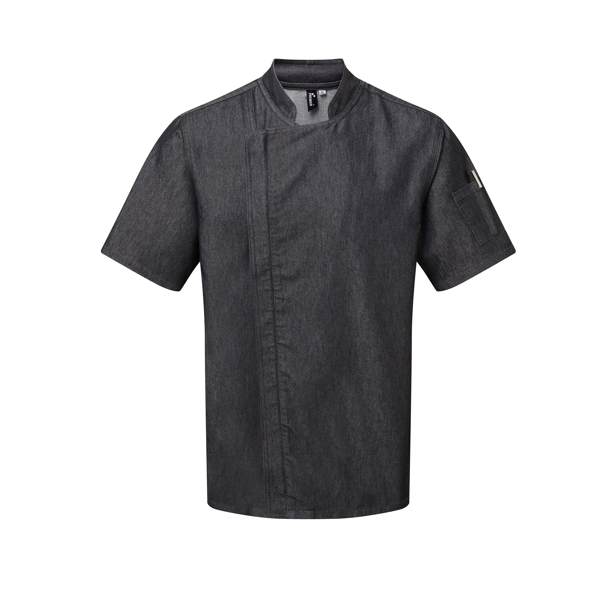 Buy black-denim Chef&#39;s Zip-Close Short Sleeve Jacket - PR906