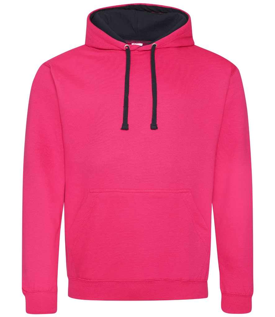 Buy hot-pink-french-navy College Varsity Hoodie - JH003